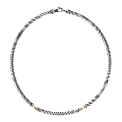 David Yurman Sterling Silver 14K Yellow Gold 5mm Cable Choker Necklace 1 of 4