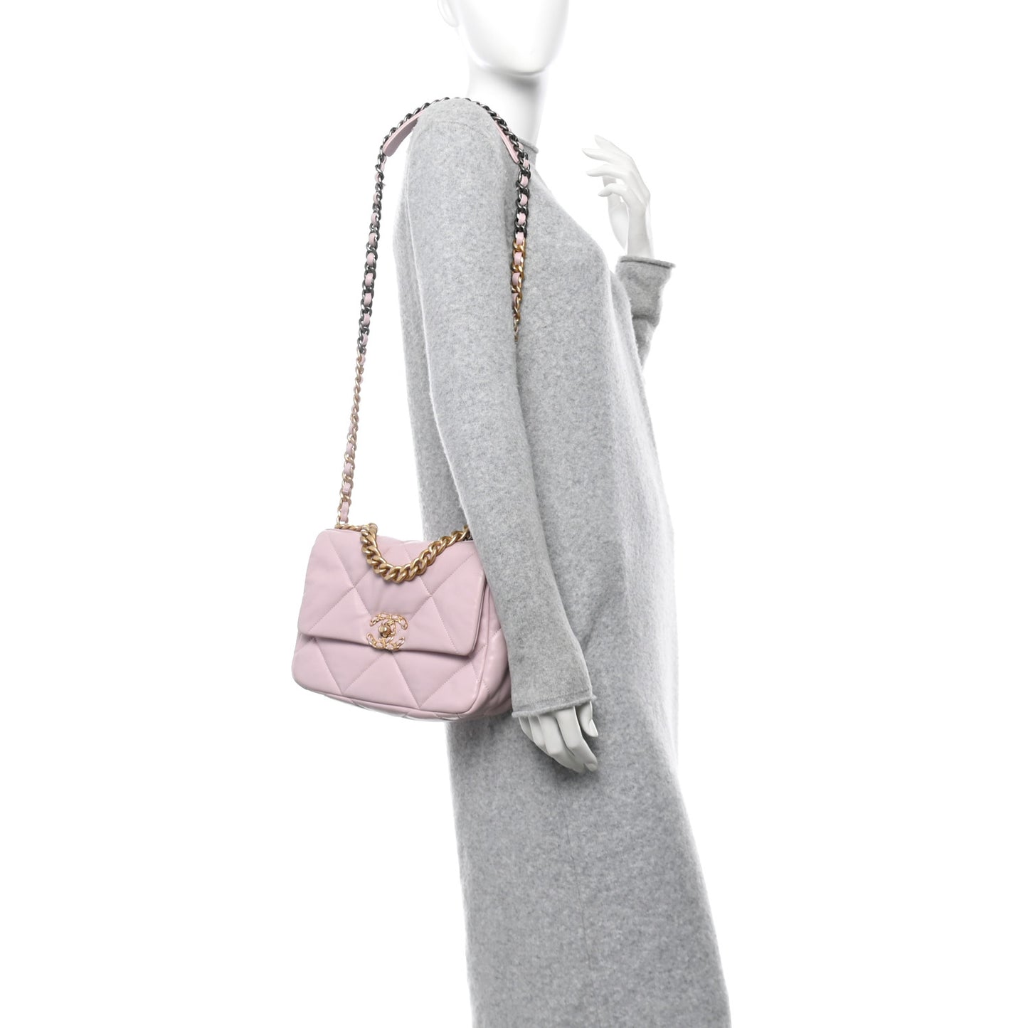 Lambskin Quilted Medium Chanel 19 Flap Light Pink