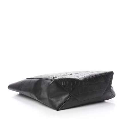 Celine Lambskin Crocodile Embossed Vertical Cabas Black 4 of 12