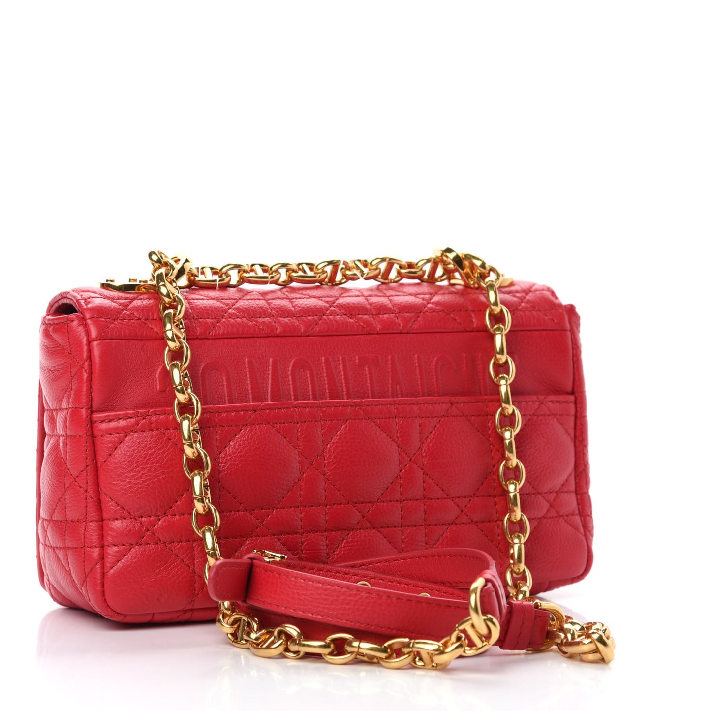 Calfskin Cannage Small Caro Bag Raspberry