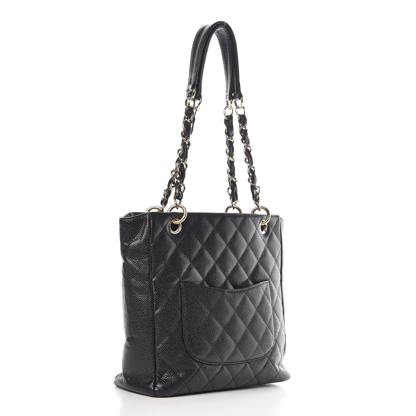 Caviar Quilted Petit Shopping Tote PST Black