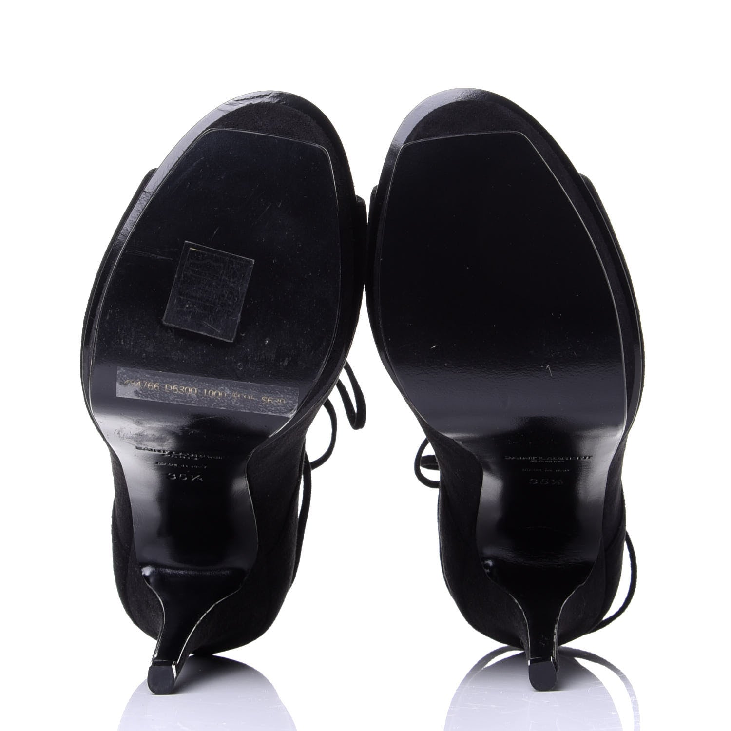 Saint Laurent Suede Lou Tribute 105 Lace Platform Sandals 35.5 Black 7 of 11