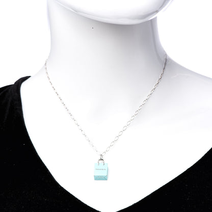 Tiffany Sterling Silver Enamel Shopping Bag Charm Pendant Necklace 2 of 7