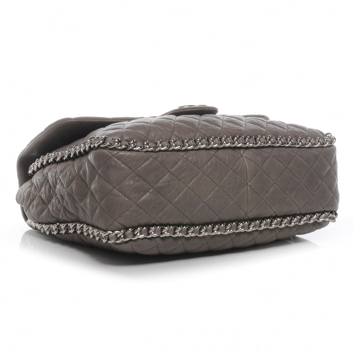 Washed Lambskin Chain Around Maxi Flap Bag Taupe