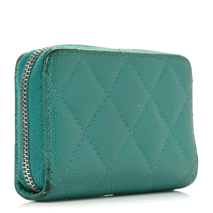 Chanel Caviar Quilted Zip Coin Purse Turquoise 3 of 10