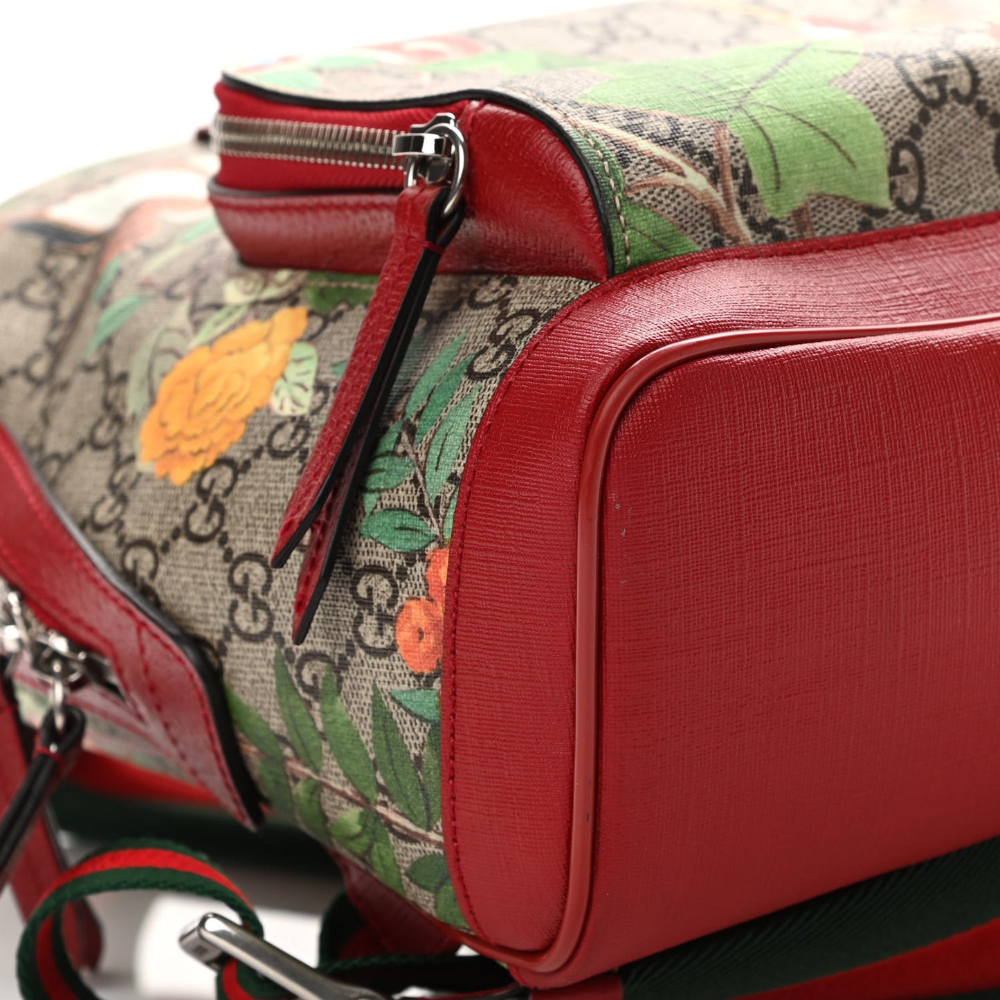 GG Supreme Monogram Tian Web Small Day Backpack Beige Multicolor Red
