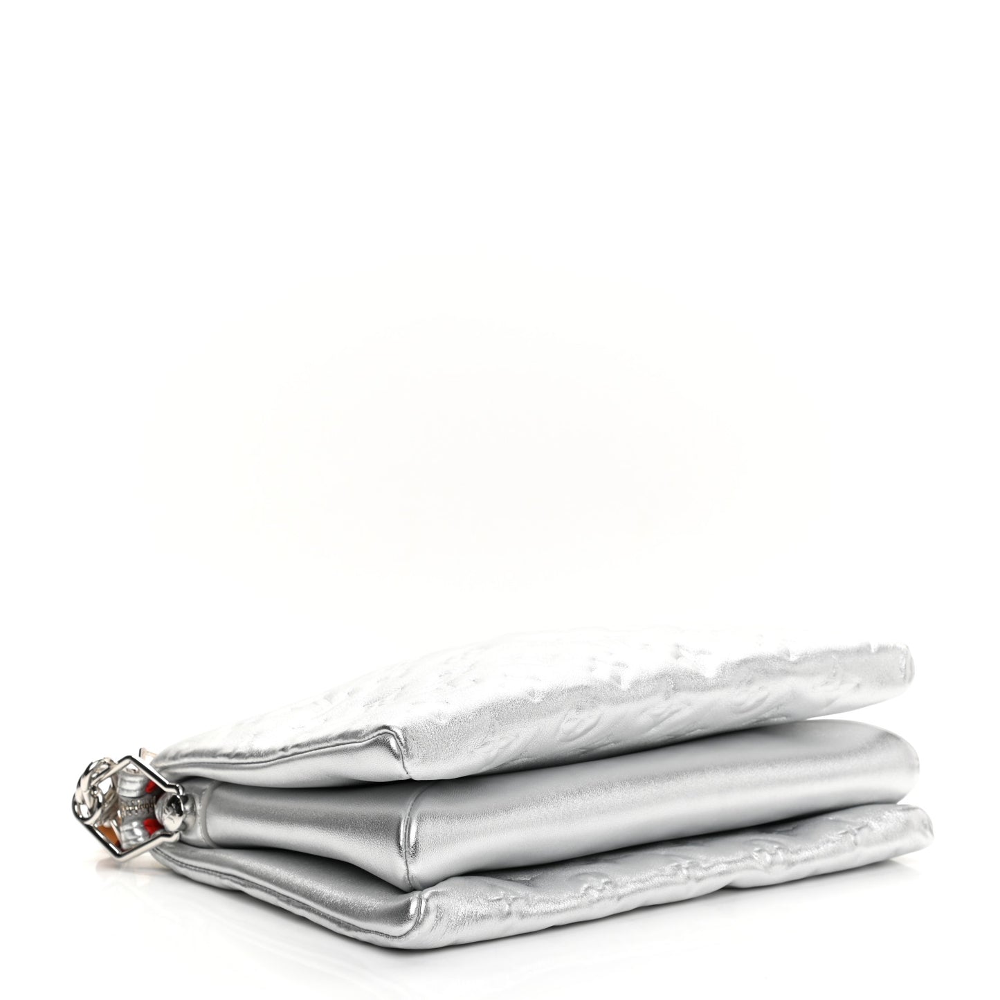 Metallic Lambskin Embossed Monogram Coussin PM Silver