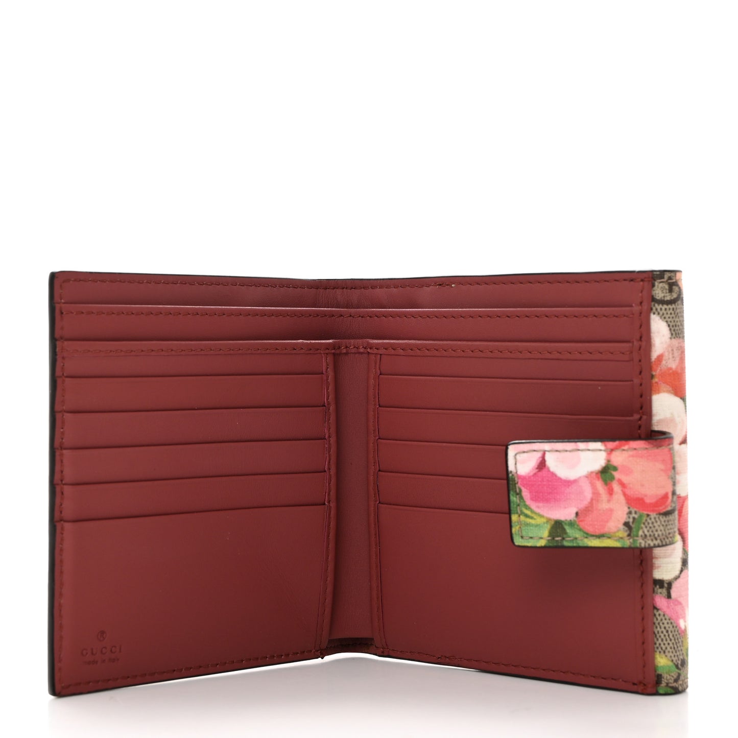 GG Supreme Monogram Blooms French Flap Wallet Beige Multicolor Dry Rose