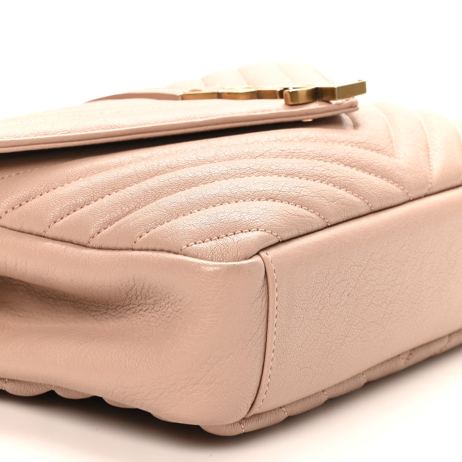 Saint Laurent Sheepskin Matelasse Chevron Monogram Medium College Bag Rose Poudre 10 of 10