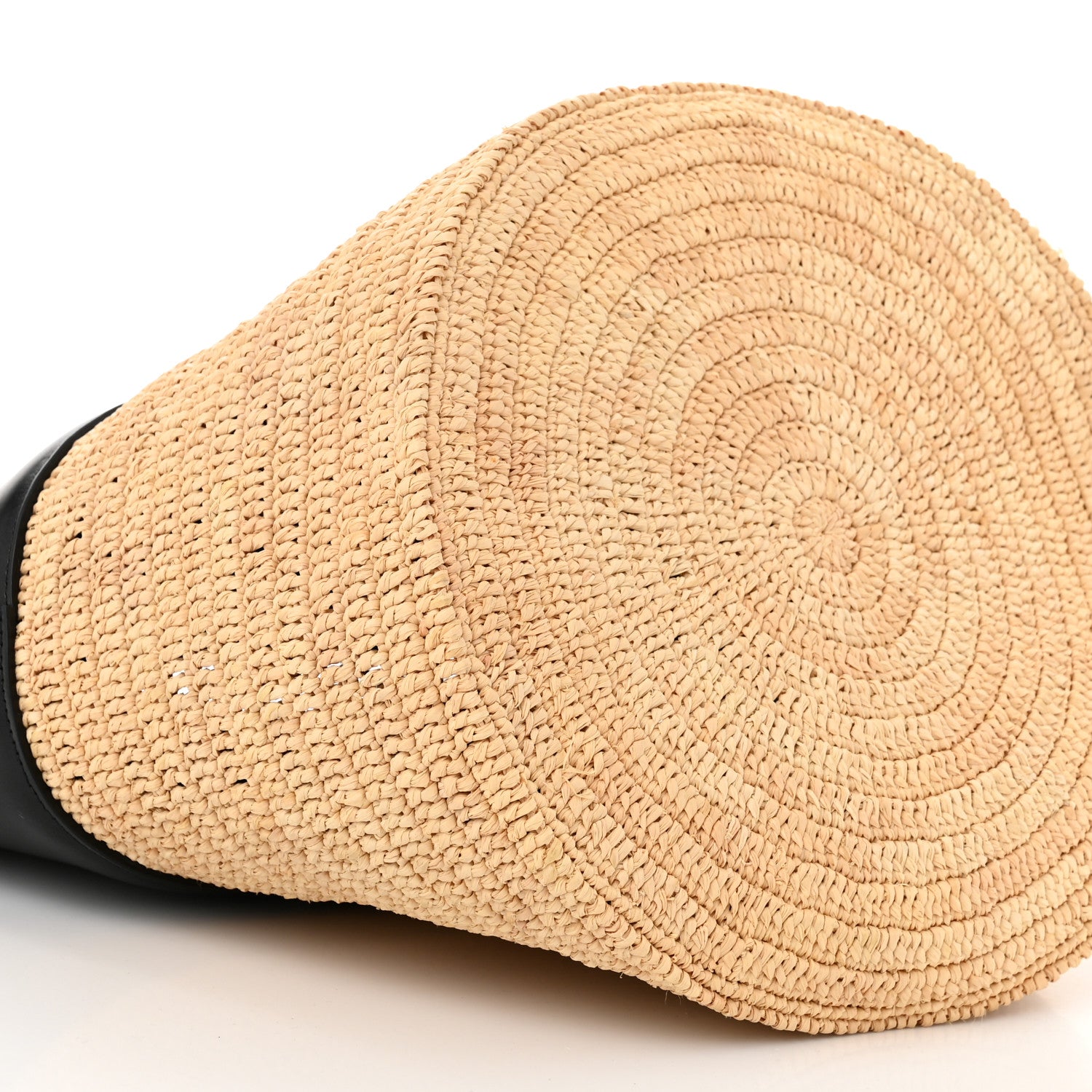 Celine Raffia Calfskin Basket Bag Natural Black 10 of 12