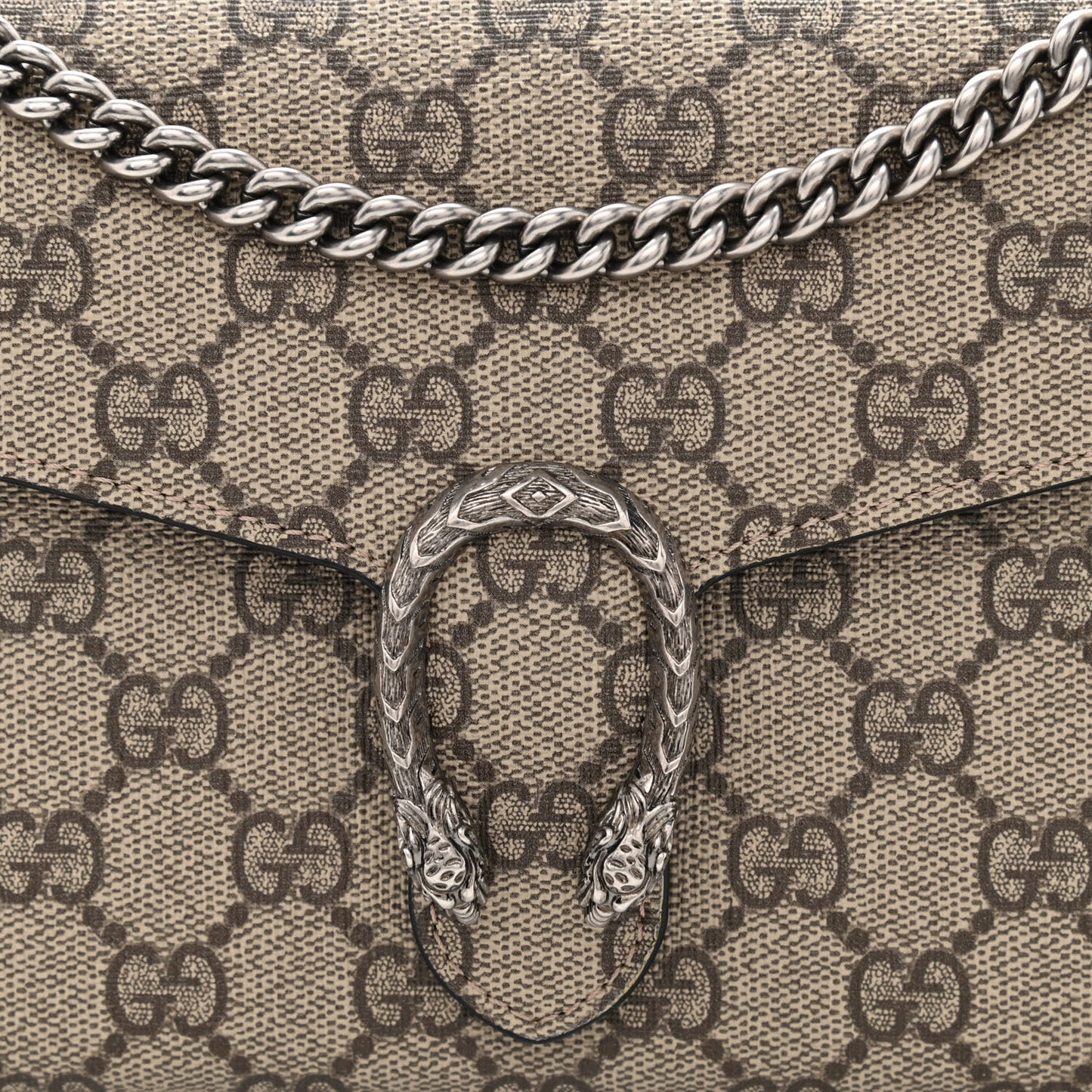 GG Supreme Monogram Mini Dionysus Chain Wallet Beige Taupe