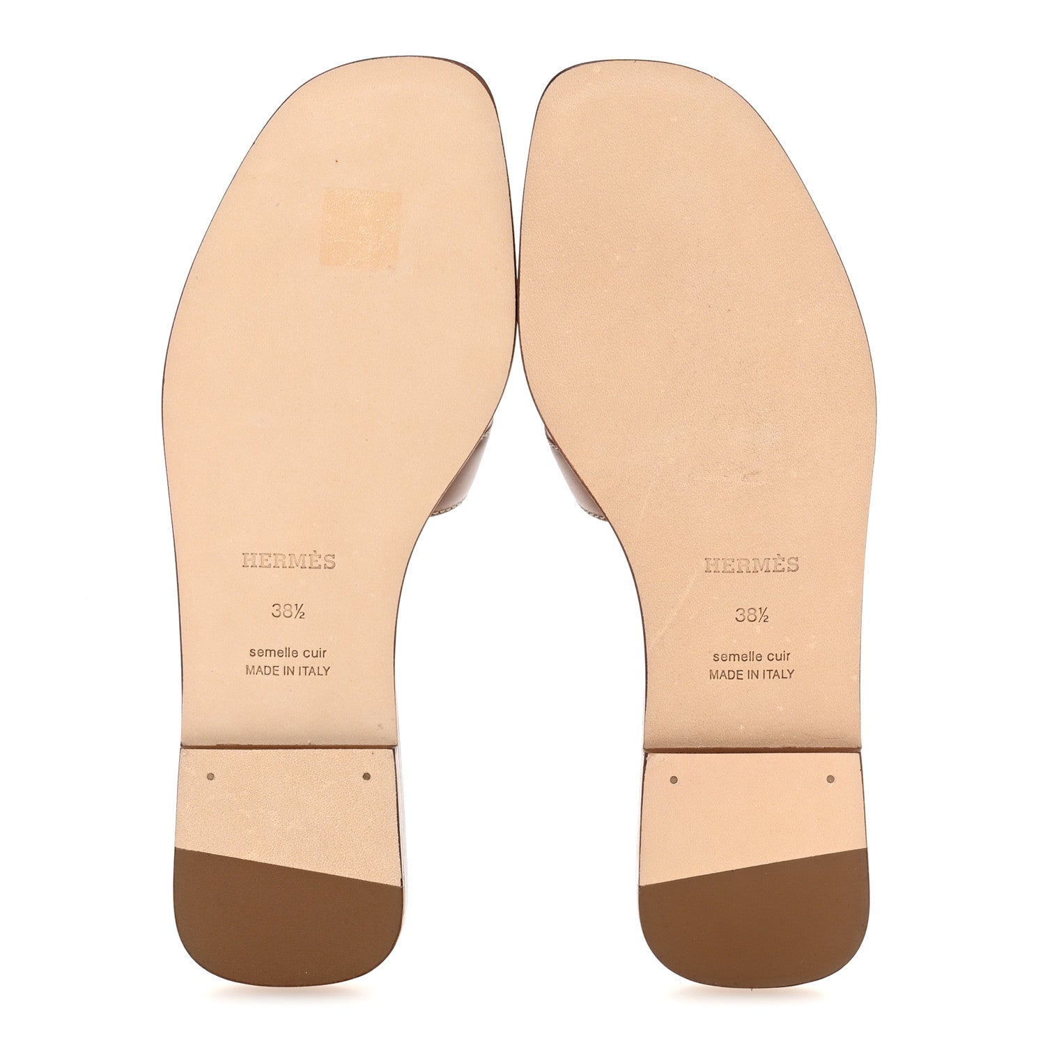 Hermes Box Calfskin Oran Sandals 38.5 Gold 6 of 10
