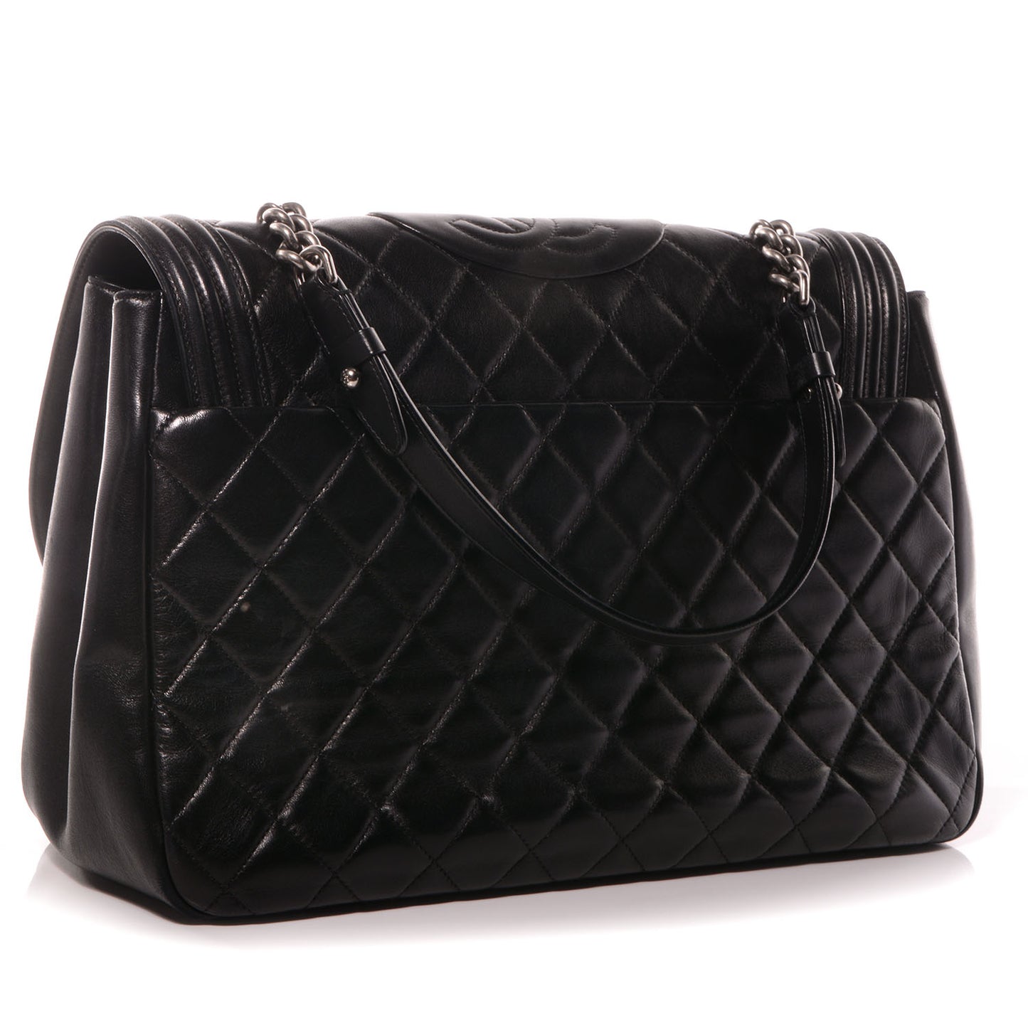 Lambskin Quilted Large Antik Boy Flap Black