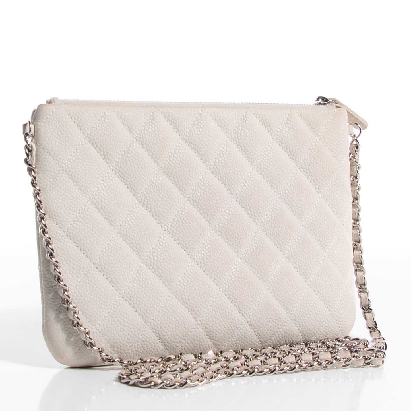 Iridescent Caviar Daily Zip Crossbody White