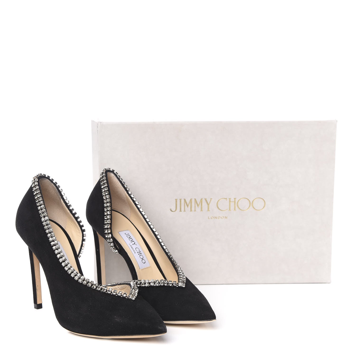 Jimmy Choo Suede Crystal Lilian 100 Pumps 37.5 Black 8 of 8