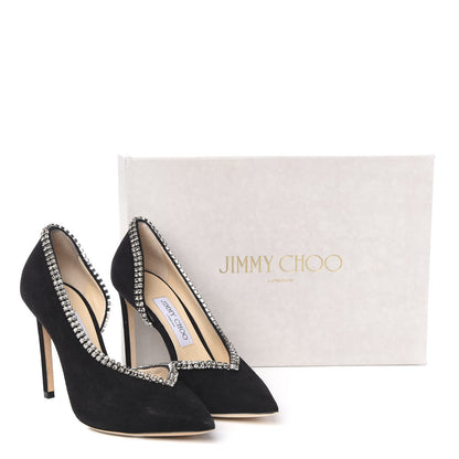 Jimmy Choo Suede Crystal Lilian 100 Pumps 37.5 Black 8 of 8