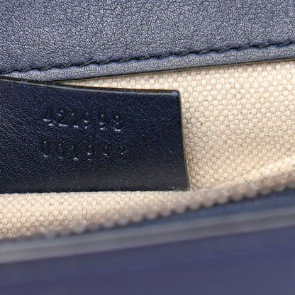 Gucci Calfskin Embroidered Riche Stripe Shoulder Bag Blue Red 6 of 12