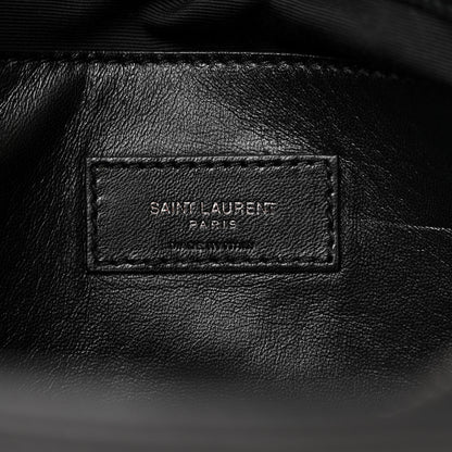 Saint Laurent Calfskin Crocodile Embossed Medium West Hollywood Monogram Fold-Over Black 7 of 11