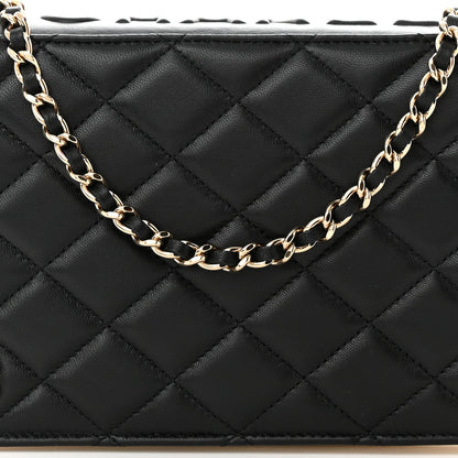 Chanel Lambskin Quilted Book Wallet On Chain WOC Black 9 of 12
