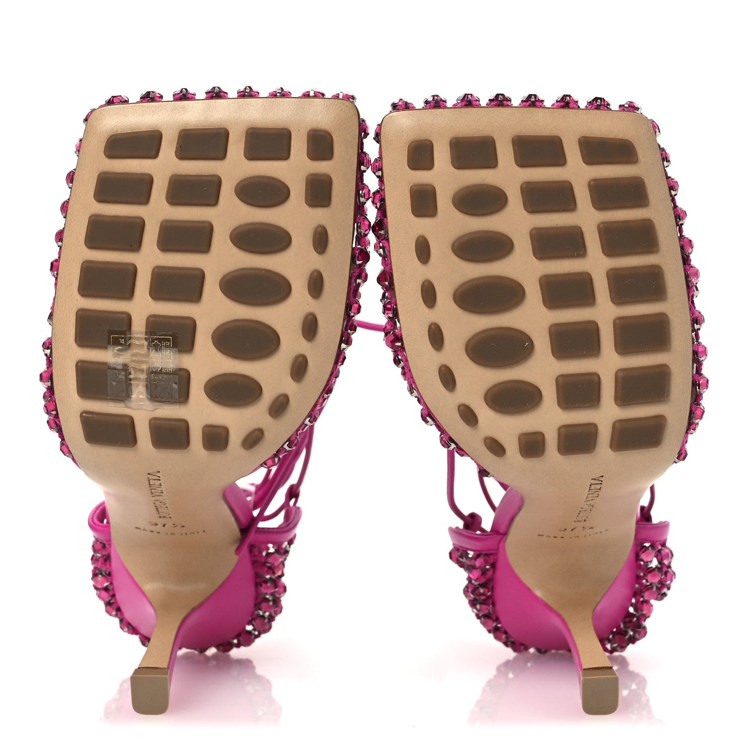 Bottega Veneta Mesh Nappa Crystal Embellished Sparkle Stretch Ankle Tie 90mm Sandals 37.5 Hollyhock 7 of 10