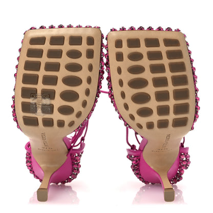 Bottega Veneta Mesh Nappa Crystal Embellished Sparkle Stretch Ankle Tie 90mm Sandals 37.5 Hollyhock 7 of 10