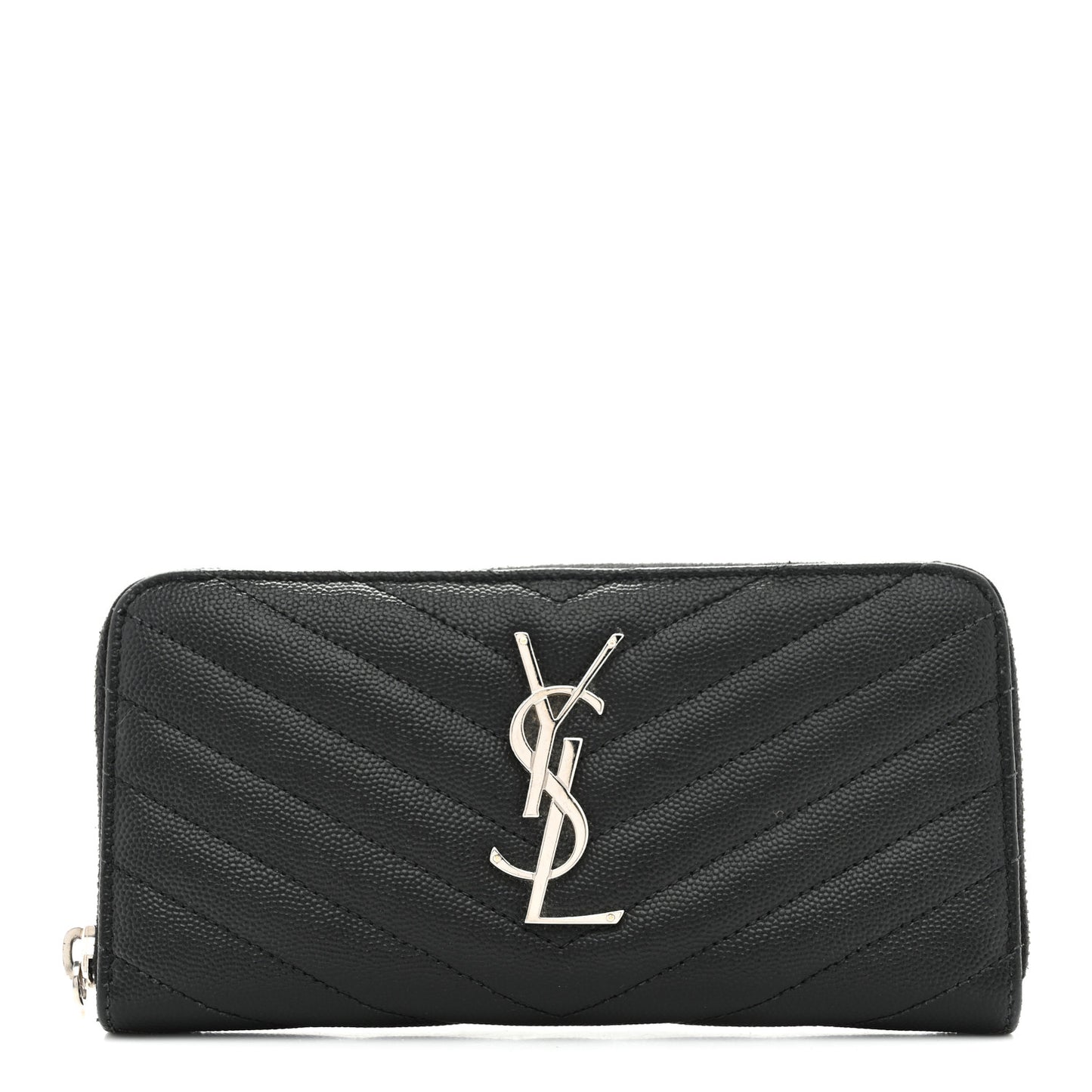 Grain De Poudre Matelasse Chevron Monogram Zip Around Wallet Black