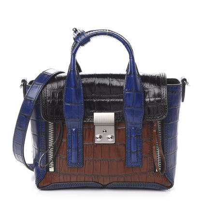 3.1 Phillip Lim 3.1 Calfskin Crocodile Embossed Mini Pashli Black Multicolor 1 of 13