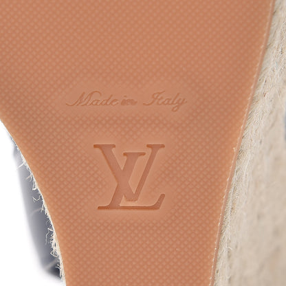 Louis Vuitton Calfskin Canvas Monogram Sail Away Wedge Sandal 39 Marine 5 of 7