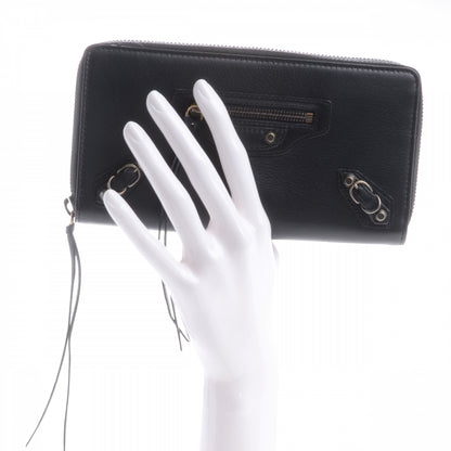 Balenciaga Calfskin Papier Continental Zip Around Wallet Black 2 of 8