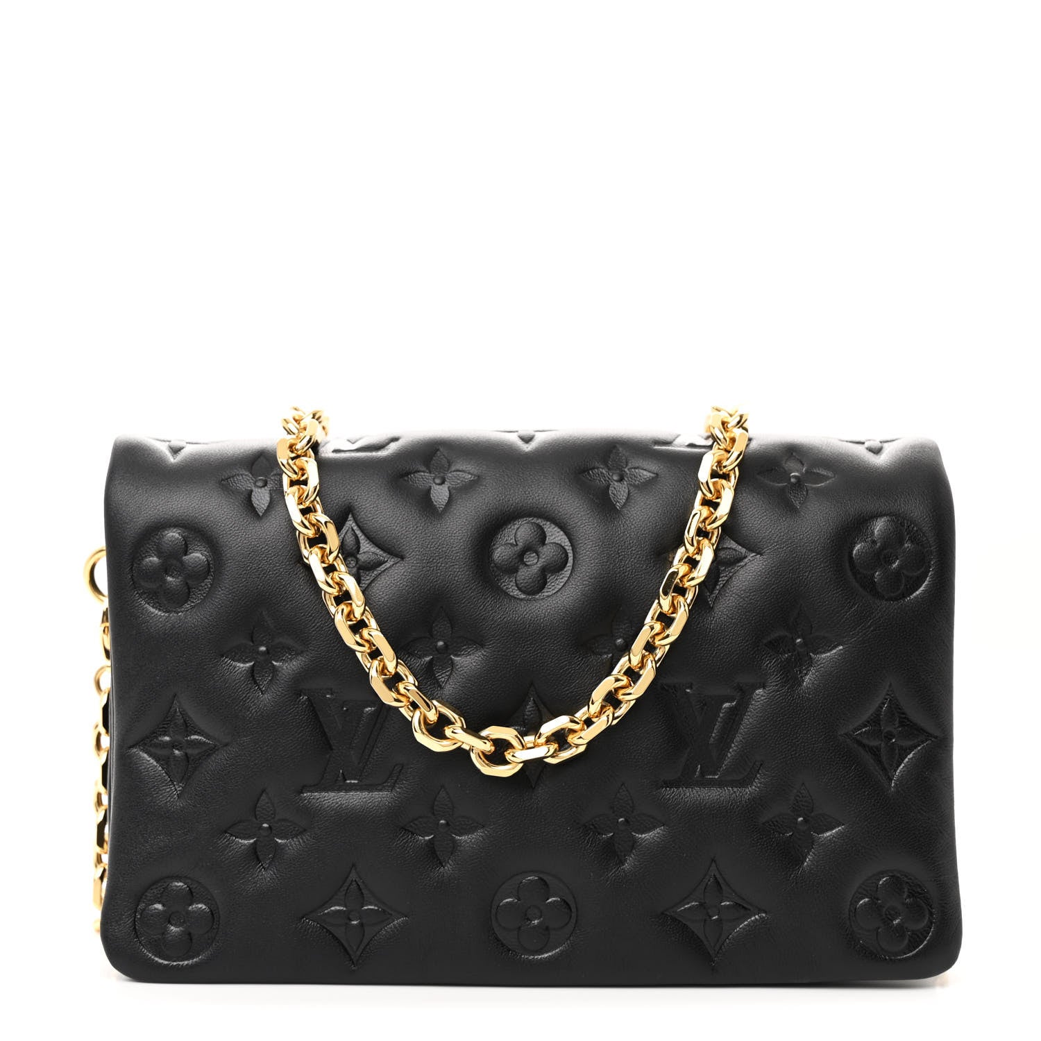 Louis Vuitton Lambskin Embossed Monogram Pochette Coussin Black 1 of 10