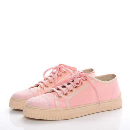 Chanel Fabric Tweed Low Top Sneakers 38 Pink 3 of 13