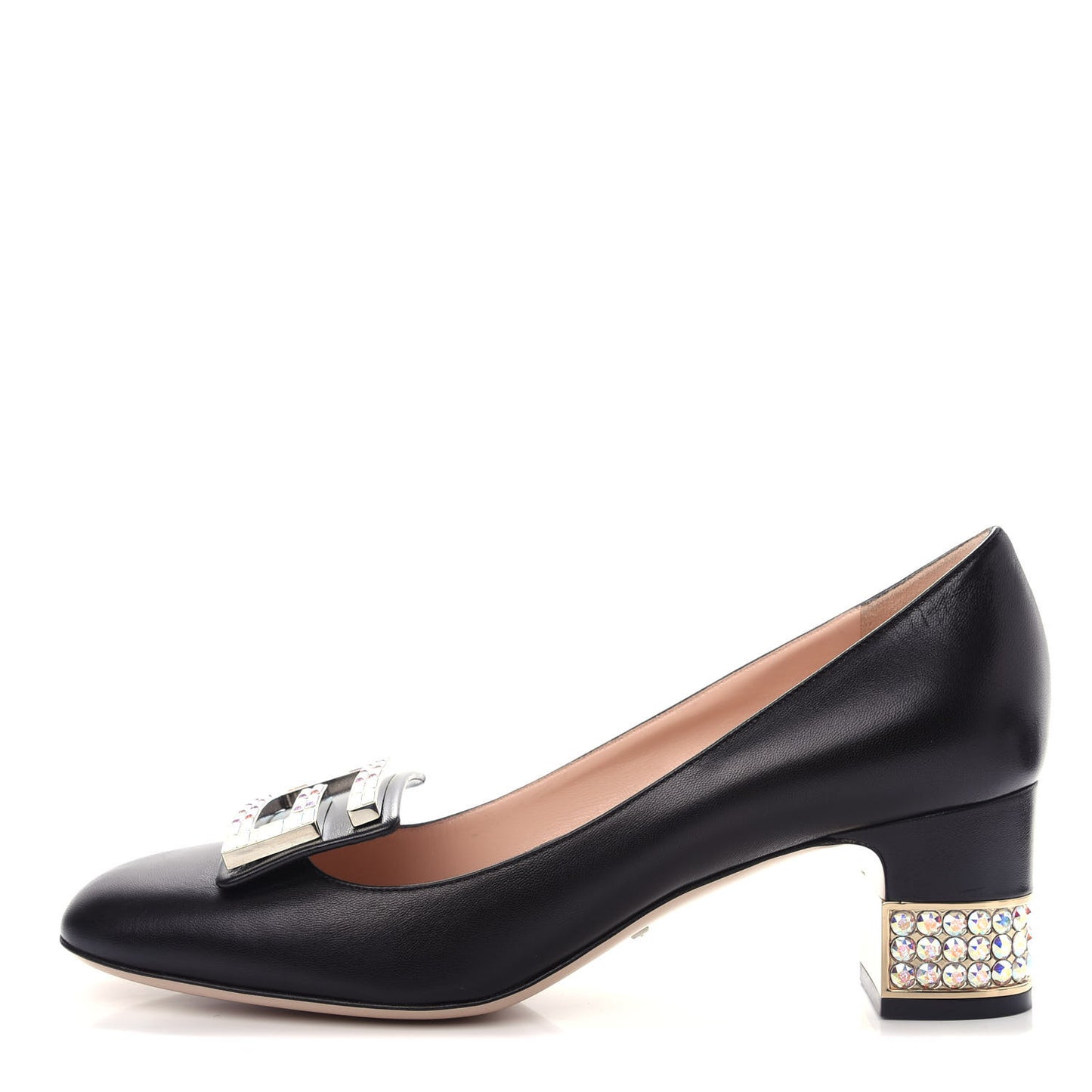 Malaga Kid Crystal Square G Madelyn Mid Heel Loafer Pumps 40 Black