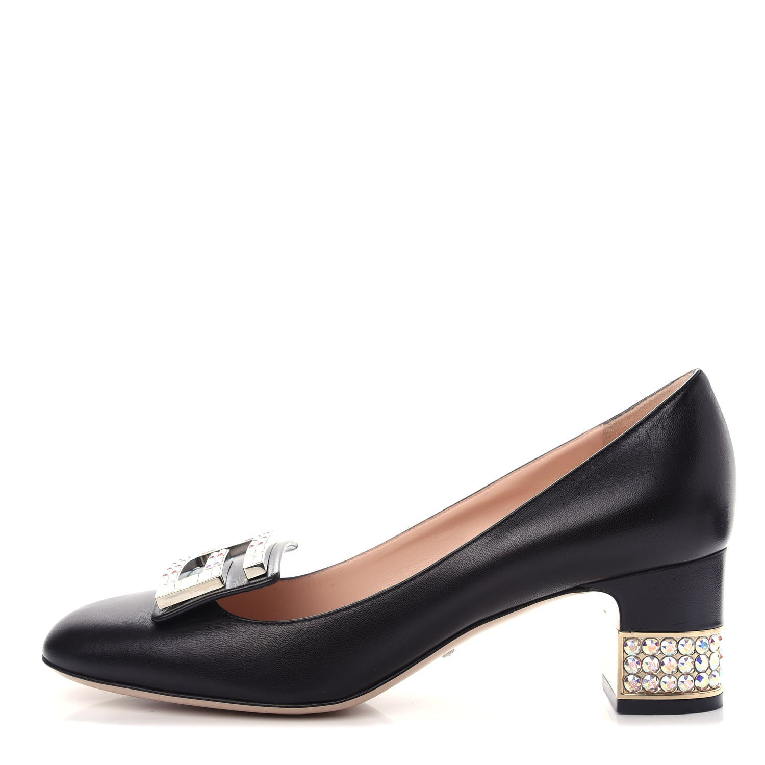 Gucci Malaga Kid Crystal Square G Madelyn Mid Heel Loafer Pumps 40 Black 1 of 11