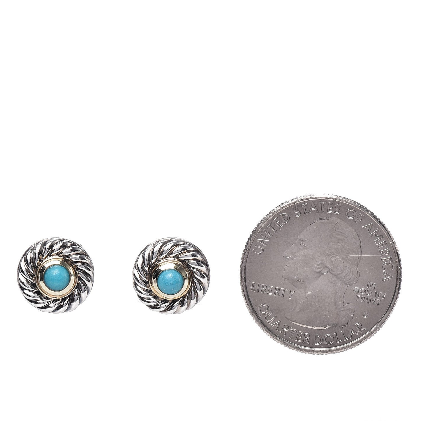 Sterling Silver 14K Yellow Gold Turquoise Cookie Earrings