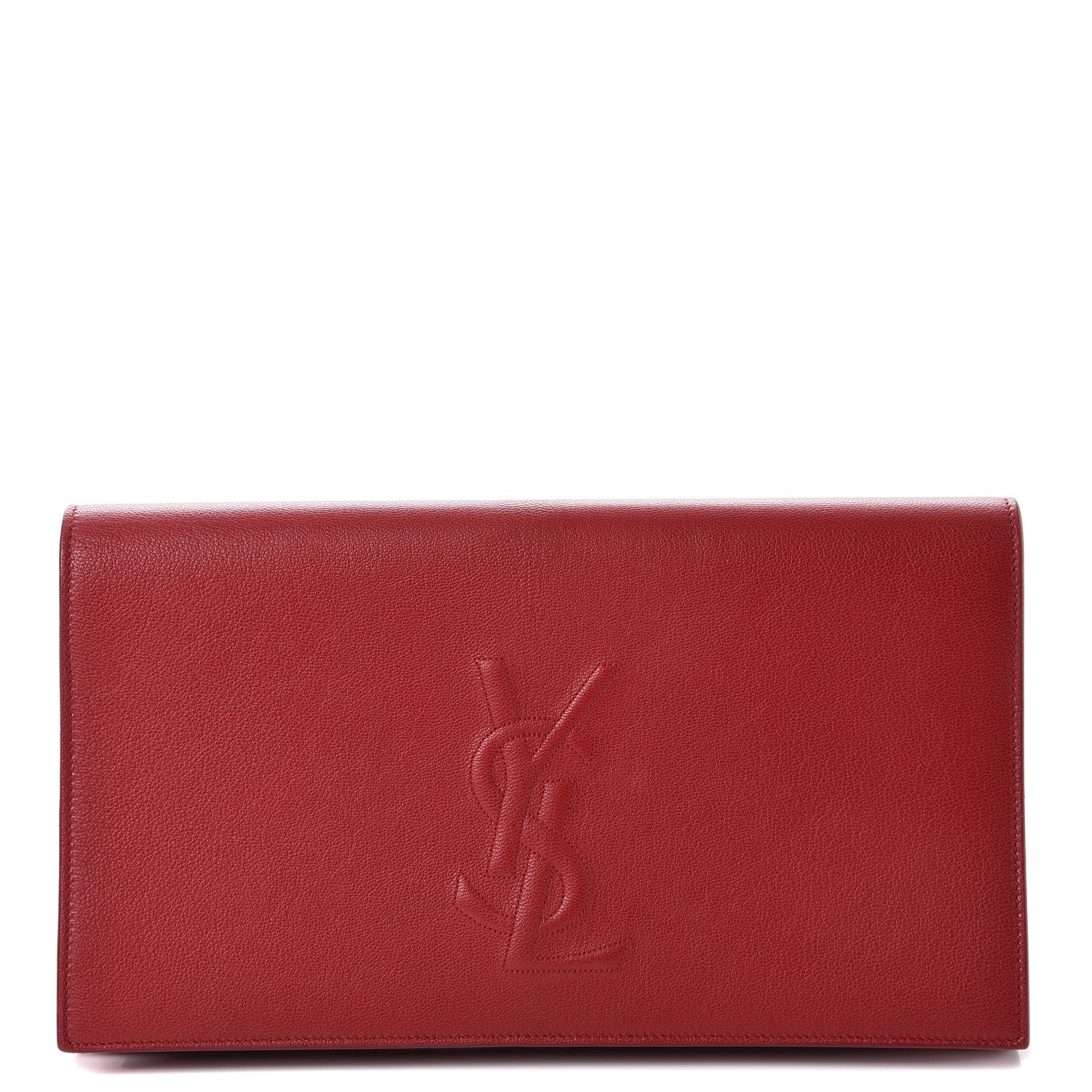 Saint Laurent Goatskin Monogram Large Belle De Jour Clutch Red 1 of 10