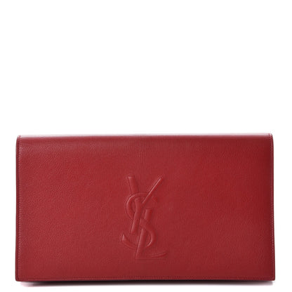 Saint Laurent Goatskin Monogram Large Belle De Jour Clutch Red 1 of 10
