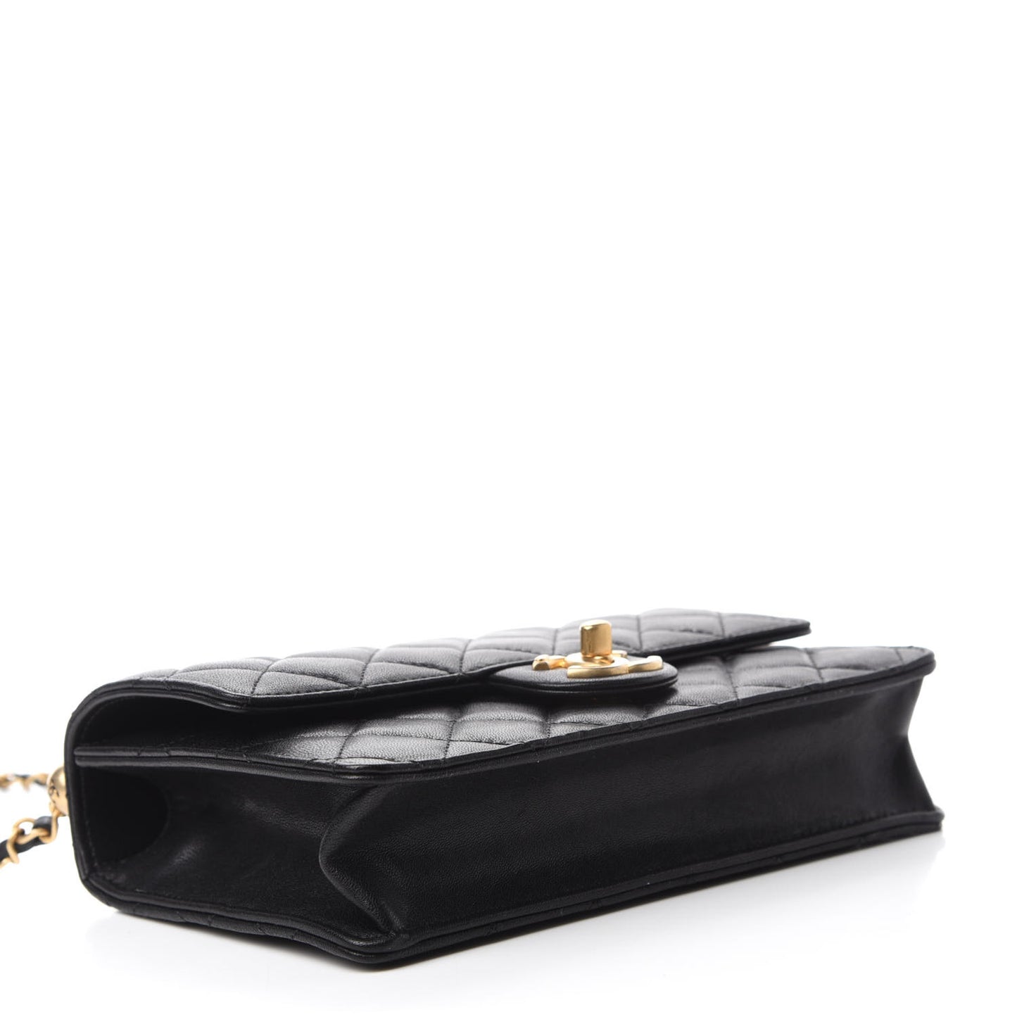 Lambskin Quilted Small Chic Pearls Flap Black