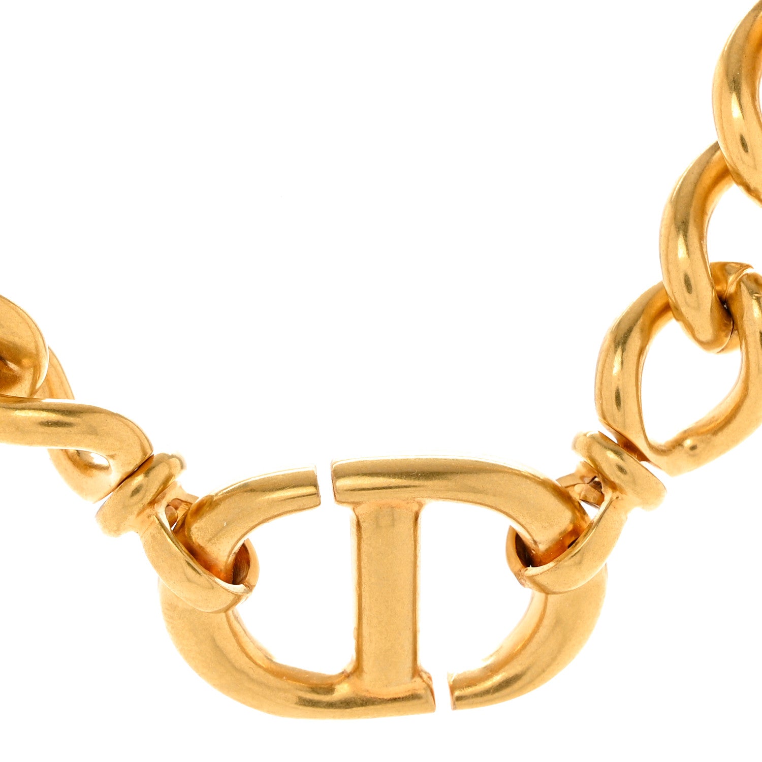 Christian Dior Metal CD Navy Choker Necklace Gold 4 of 6