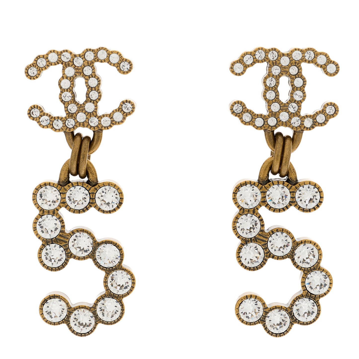 Metal Crystal City of Lights No 5 Drop Earrings Gold