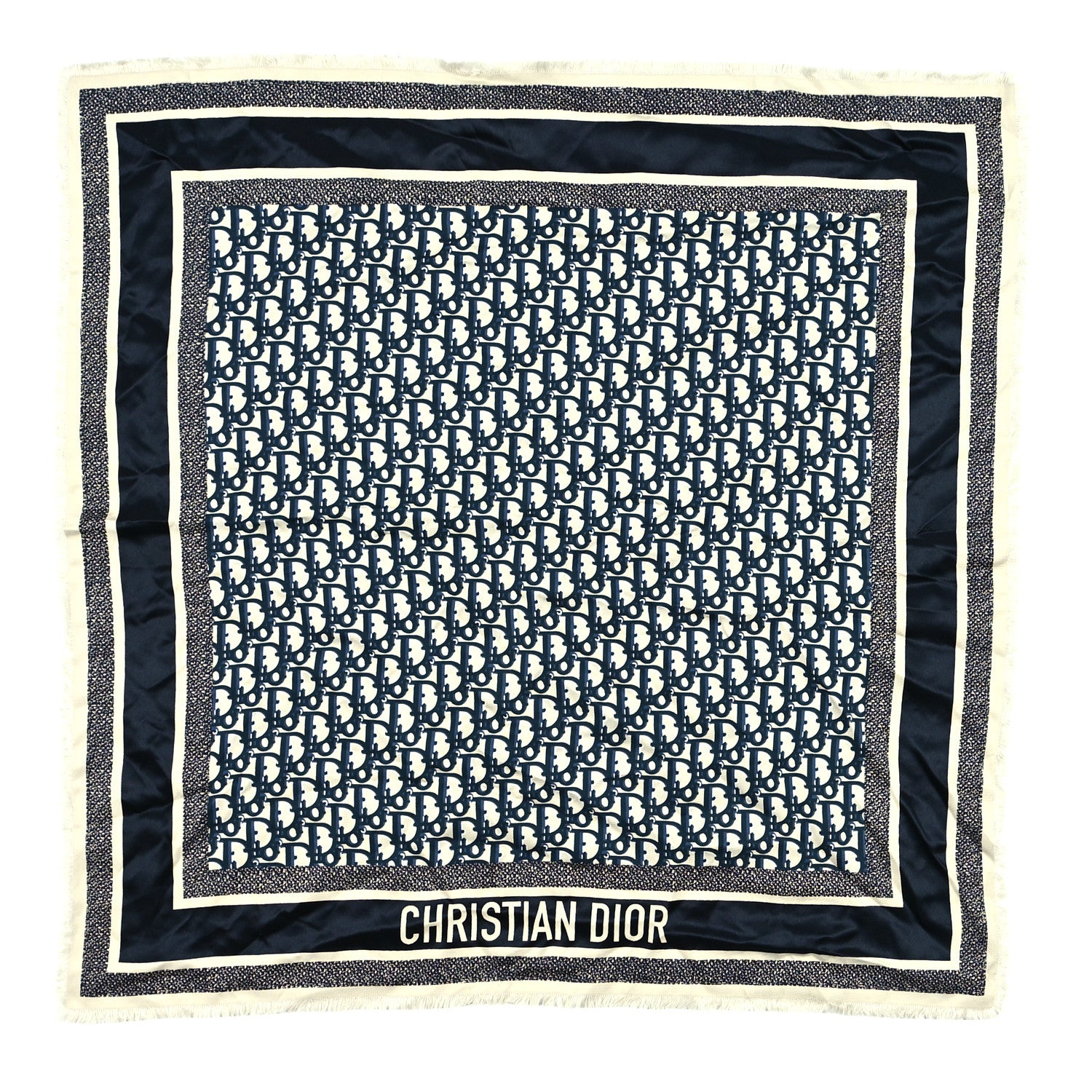 Christian Dior Silk Oblique Scarf Blue 1 of 4