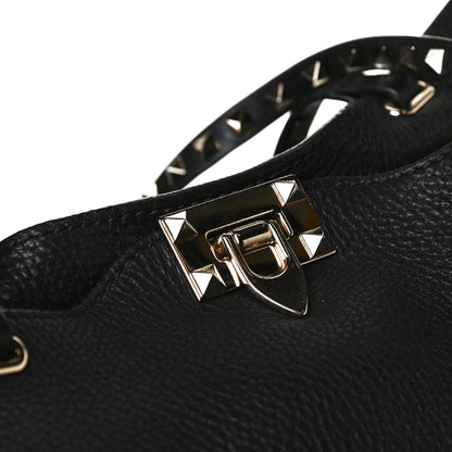Valentino Garavani Pebbled Calfskin Medium Rockstud Tote Black 13 of 14