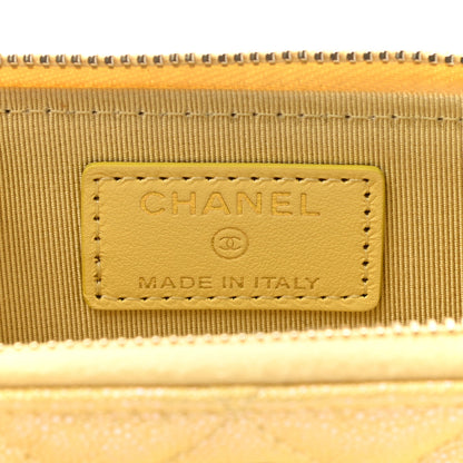 Chanel Iridescent Caviar Quilted Key Holder Case Yellow 6 of 8