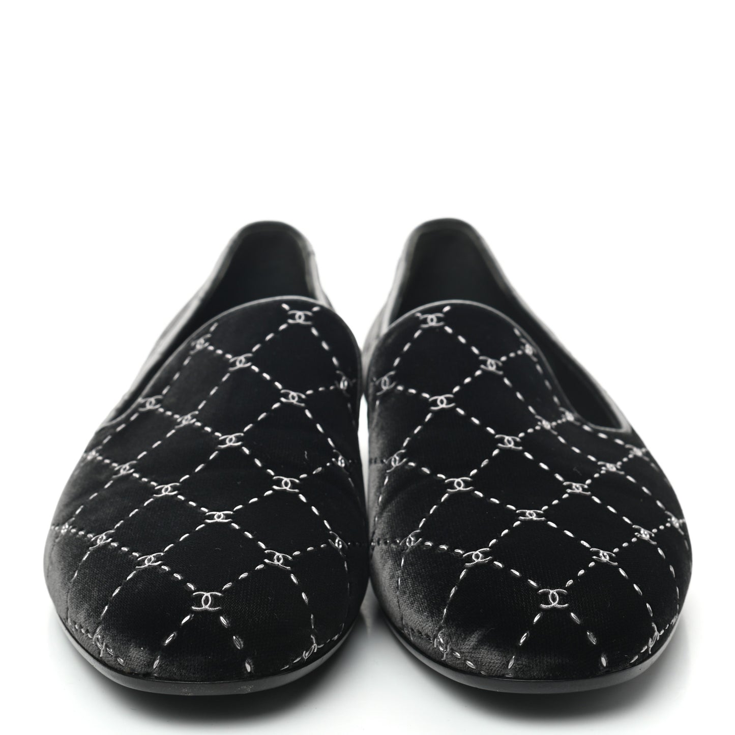 Velvet Moccasin Loafers 37 Black