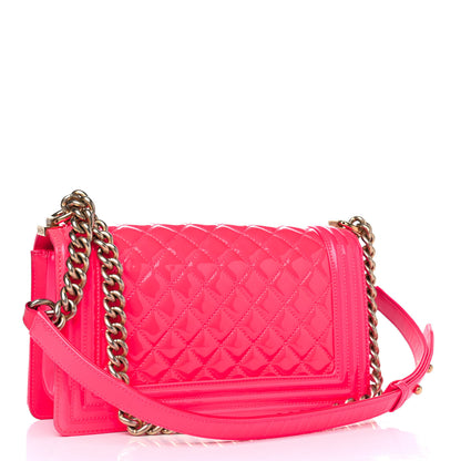 Chanel Patent Quilted Medium Boy Flap Pink 2 of 12