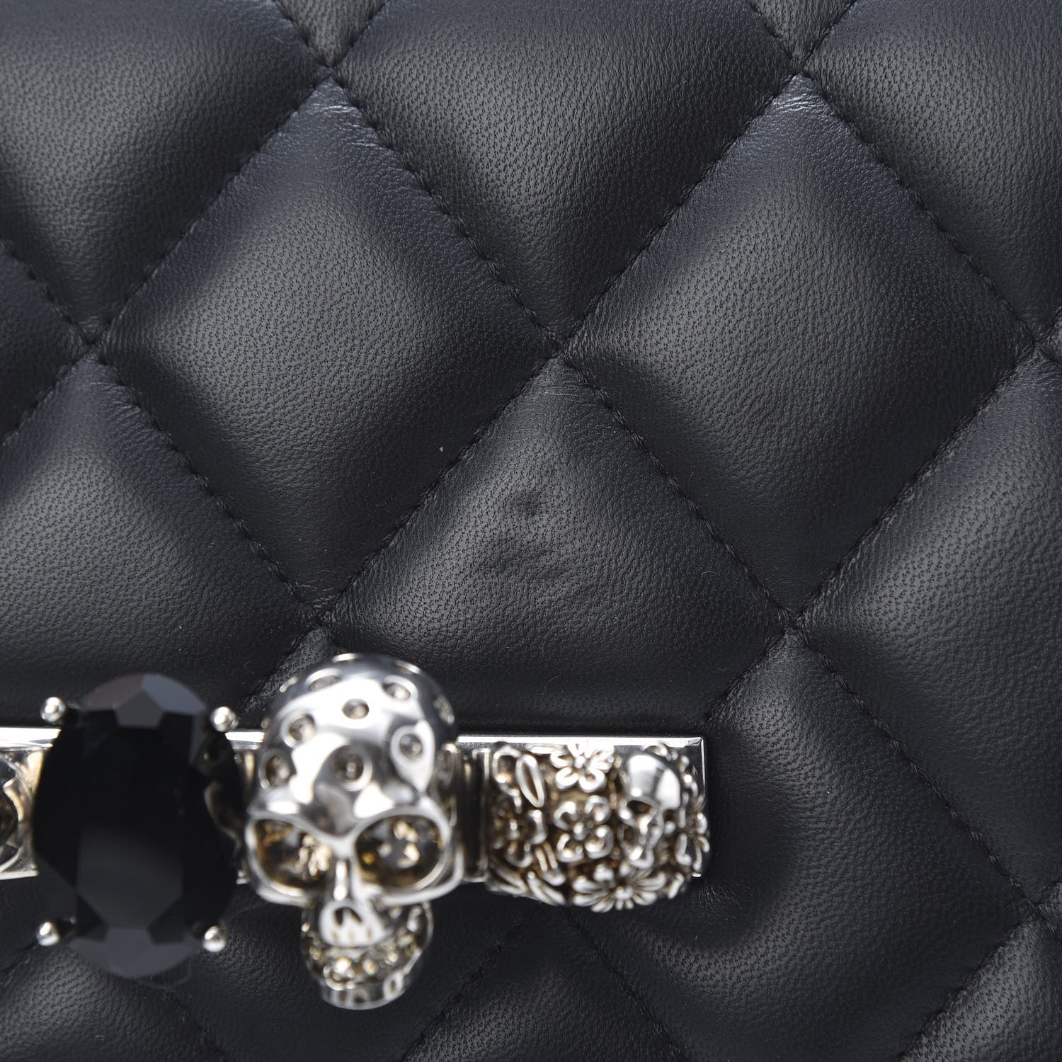 Alexander McQueen Lambskin Quilted Knuckle Shoulder Bag Black 12 of 13
