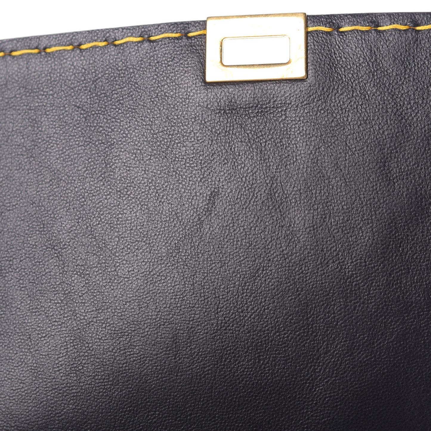 Smooth Calfskin Yellow Stitching Medium Trapeze Black