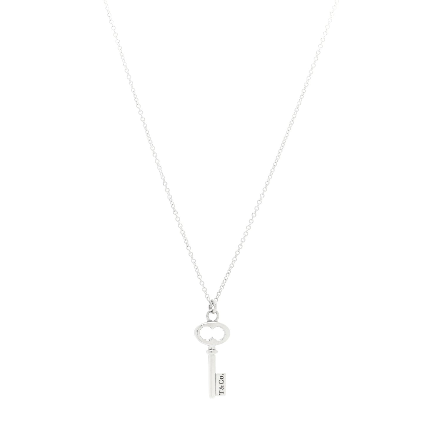 Sterling Silver Mini Oval Key Pendant Necklace