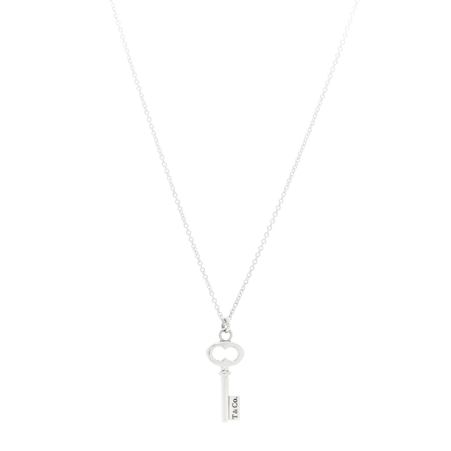 Tiffany Sterling Silver Mini Oval Key Pendant Necklace 1 of 5