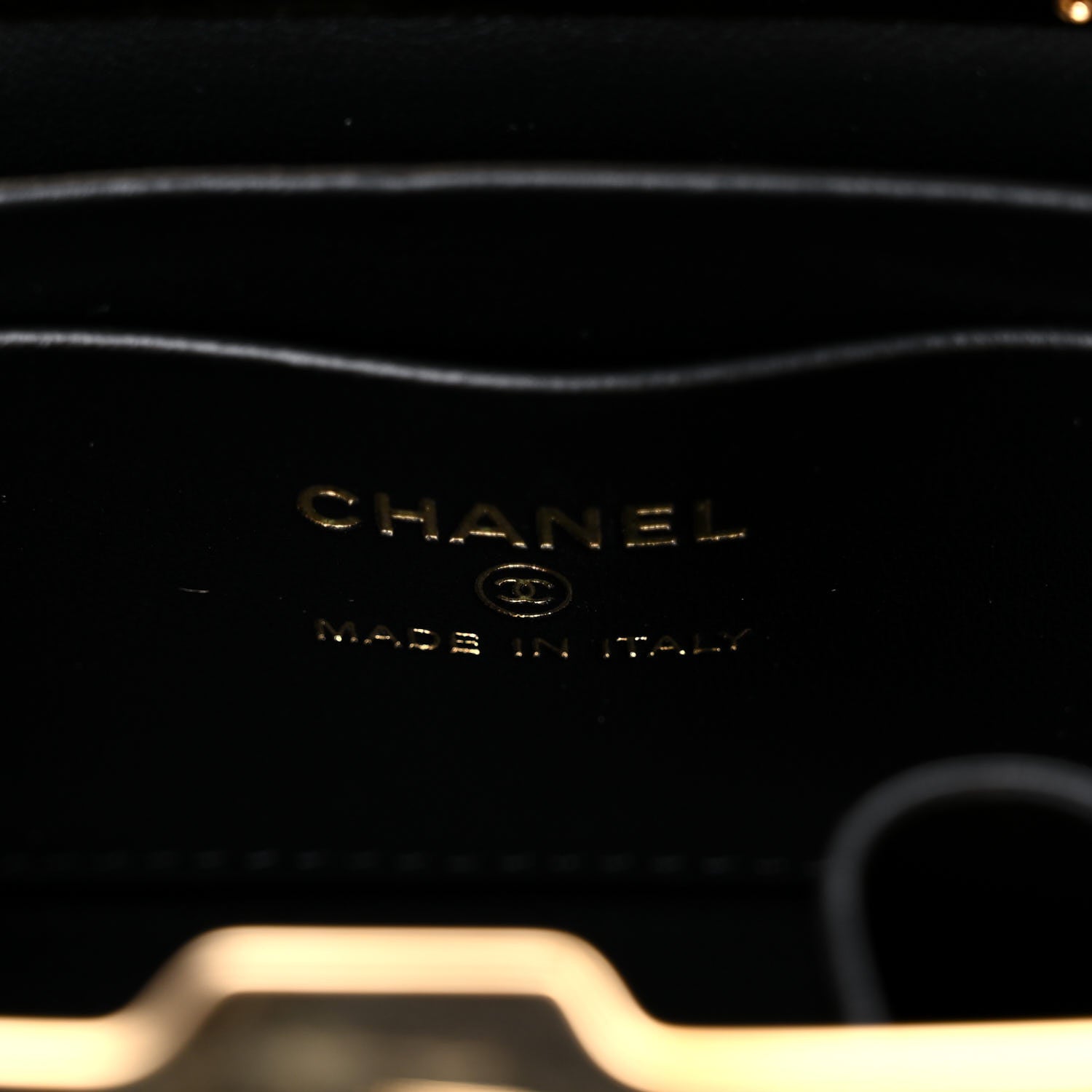 Chanel Metal Lambskin Quilted Small Vanity With Chain Black 6 of 10