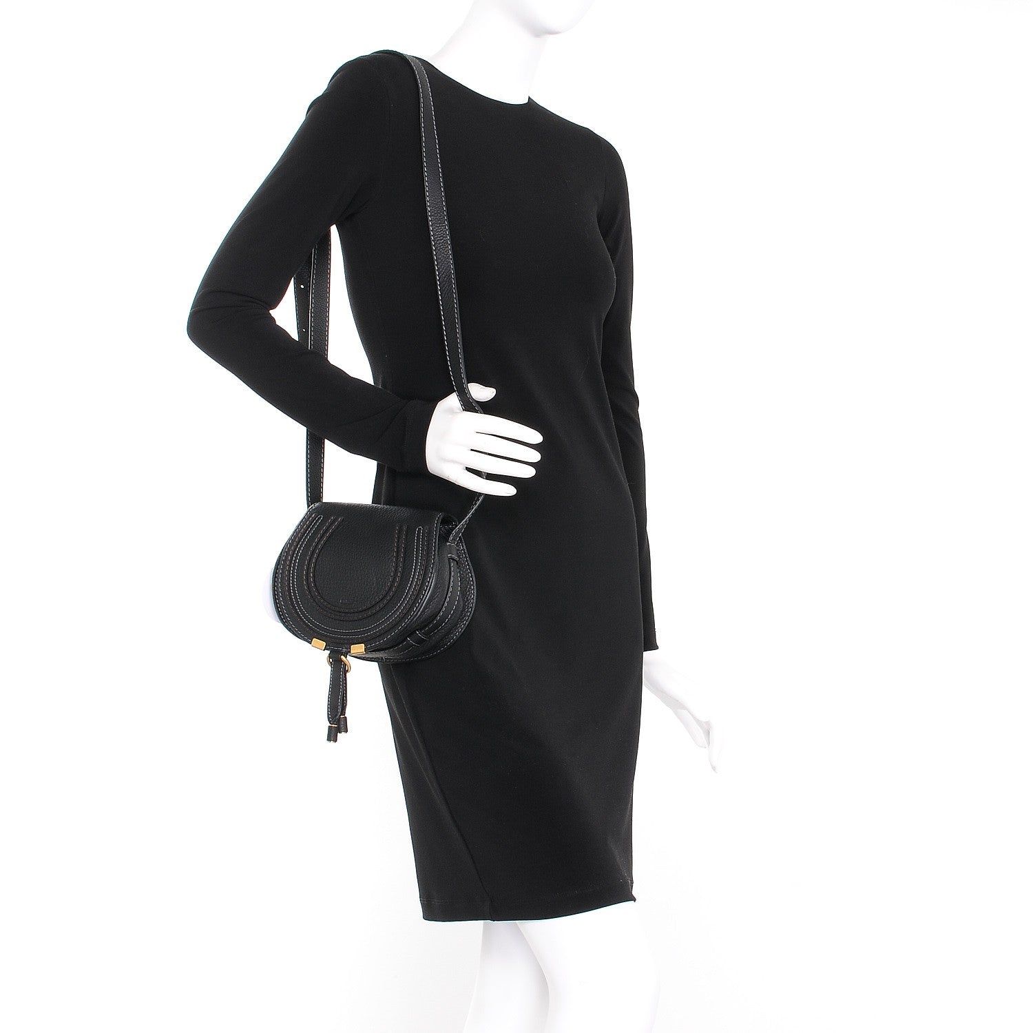 Chloe Calfskin Mini Marcie Round Crossbody Bag Black 2 of 8